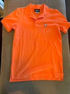 Psycho Bunny Orange Short-Sleeve Polo with Logo sz 3